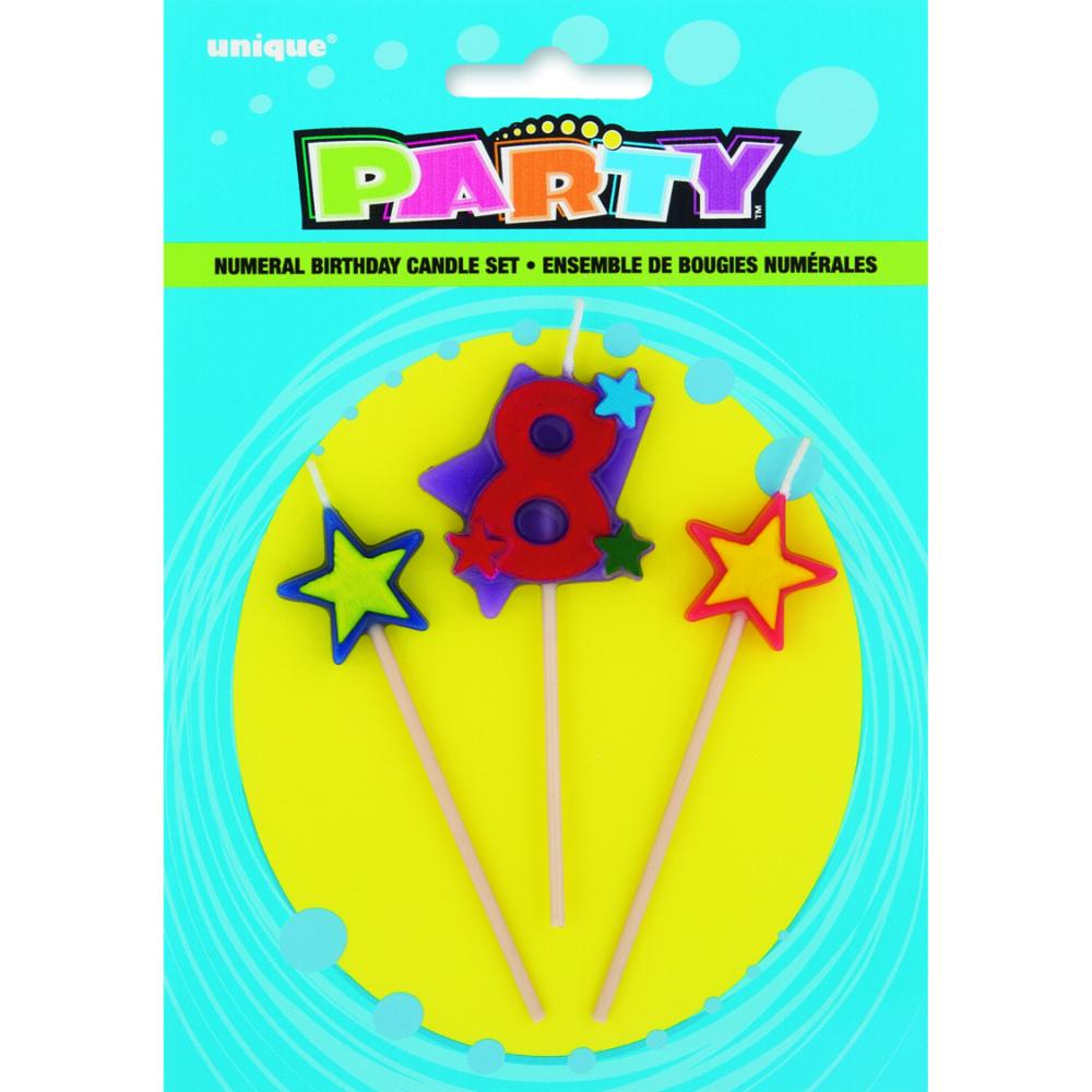 Unique- Star Birthday Candle Set-8 Unique- Star Birthday Candle Set-8