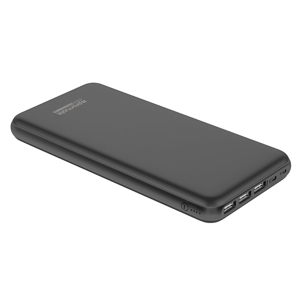 Promate Portable Charger, High-capacity 30,000mah Smart Charger Power Bank With Lightning And Micro Usb Input, Three Usb Output With 2-way Type-c™ Charging Port For All Usb Powered Devices, Provolta-30 Black
