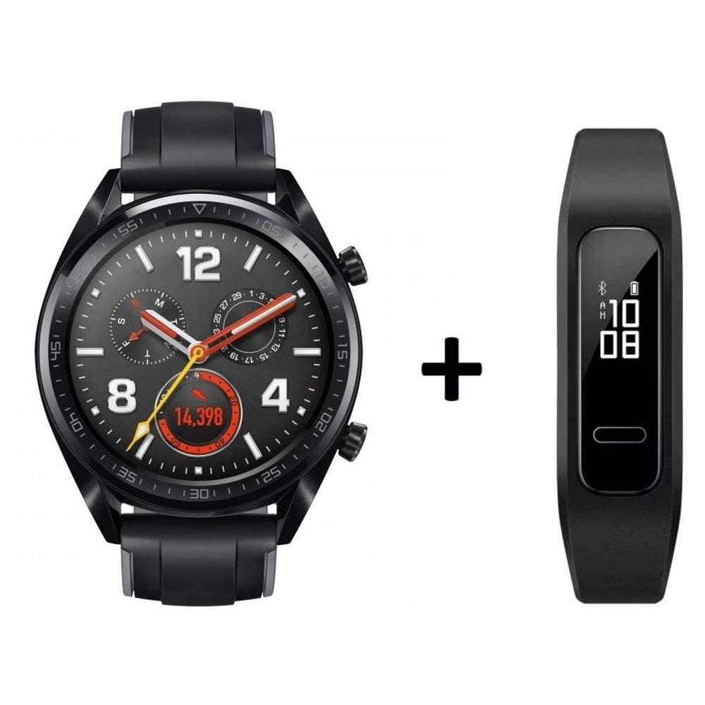 Huawei FTNB19 Smart Watch Fortuna Black + Huawei AW70 B3e Fitness Tracker Black