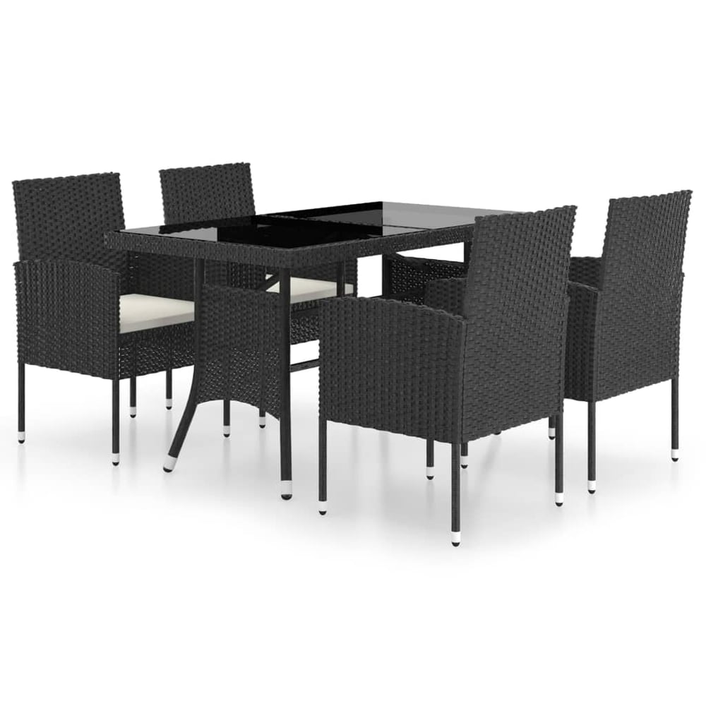 vidaXL 5 Piece Garden Dining Set Poly Rattan Black