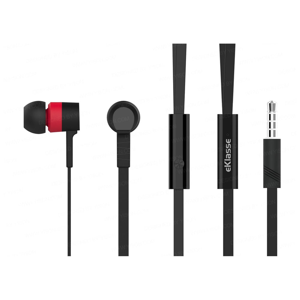 Eklasse EKEP08YE Wired Stereo Earphone With Mic Black/Red