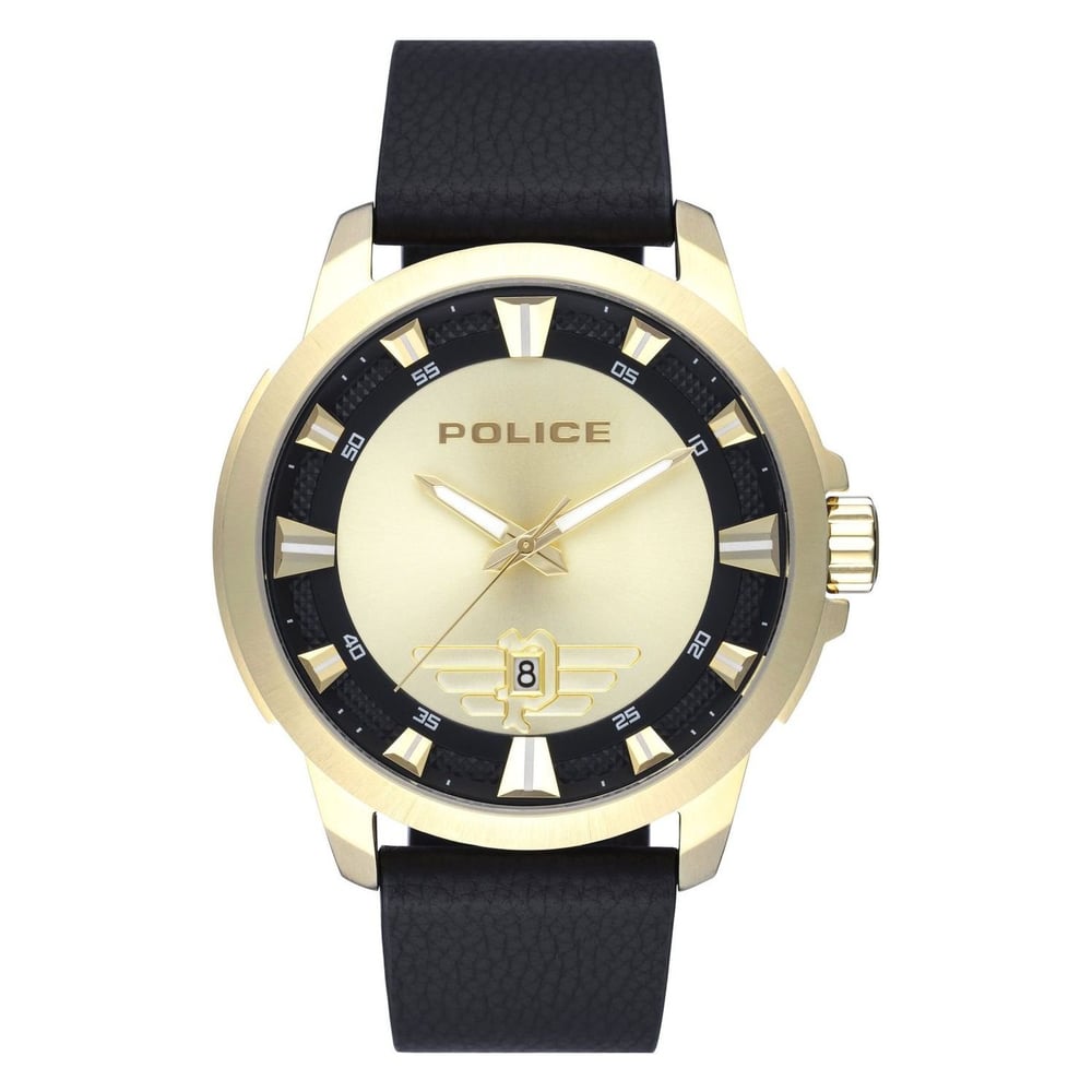 Police Kelso Black Leather Analog Men Watch 15653JSG-06
