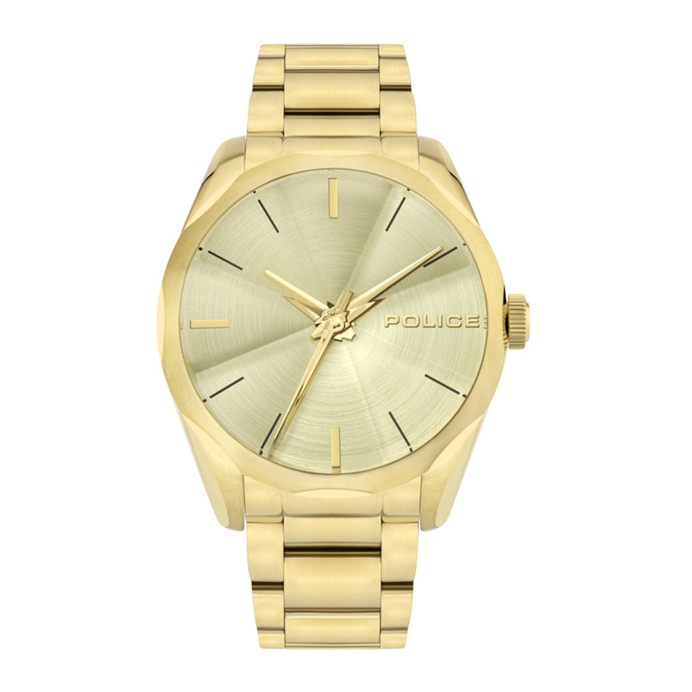 Police Raglan Men's Analogue Quartz Watch With Gold Plated Dial And Gold Plated Stainless Steel Bracelet - Pl.15712jsg-06m