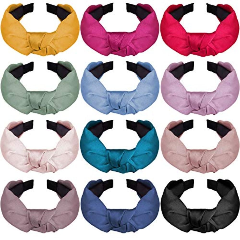 SIQUK 2 Pieces Top Knot Headband Satin Cross Twist Headbands For Women And Girls SIQUK 2 Pieces Top Knot Headband Satin Cross Twist Headbands For Women And Girls