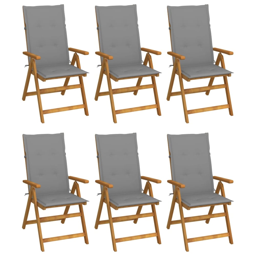 vidaXL Folding Garden Chairs 6 pcs with Cushions Solid Acacia Wood