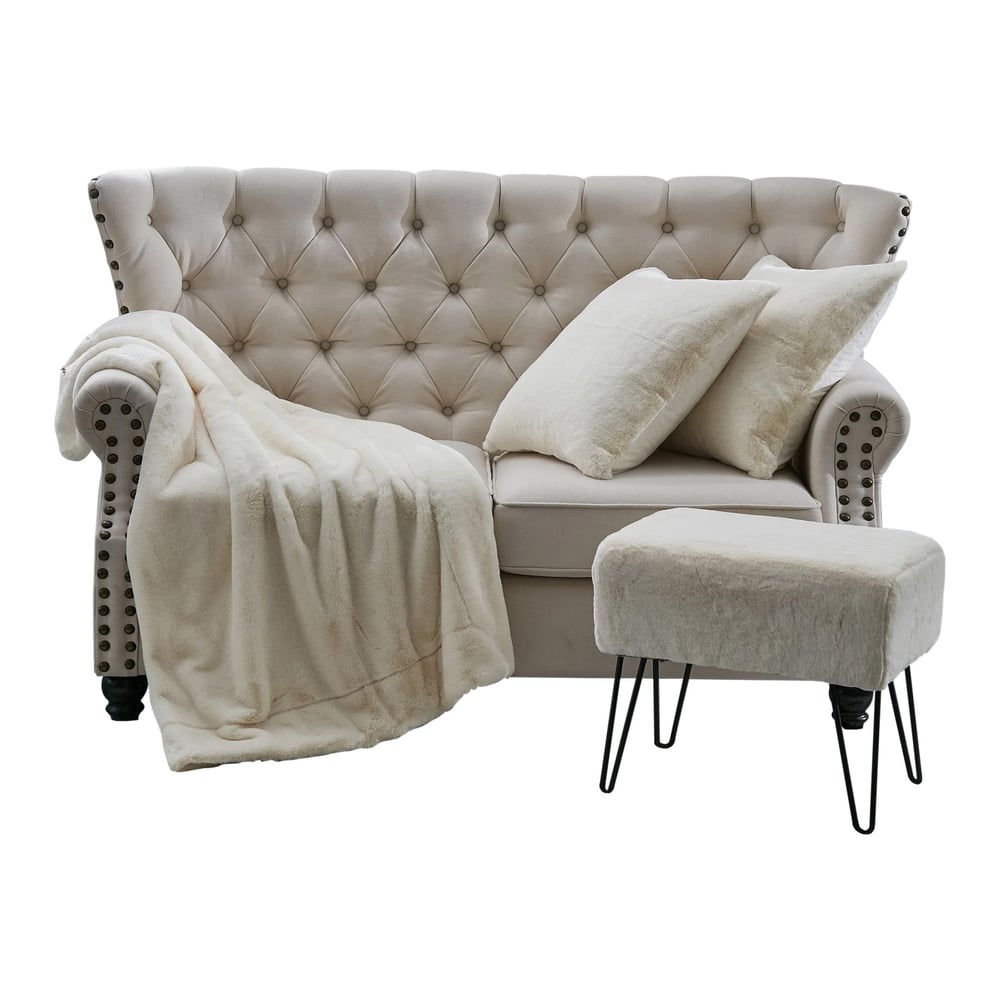 Asghar Furniture - Grace Fabric Loveseat - Beige