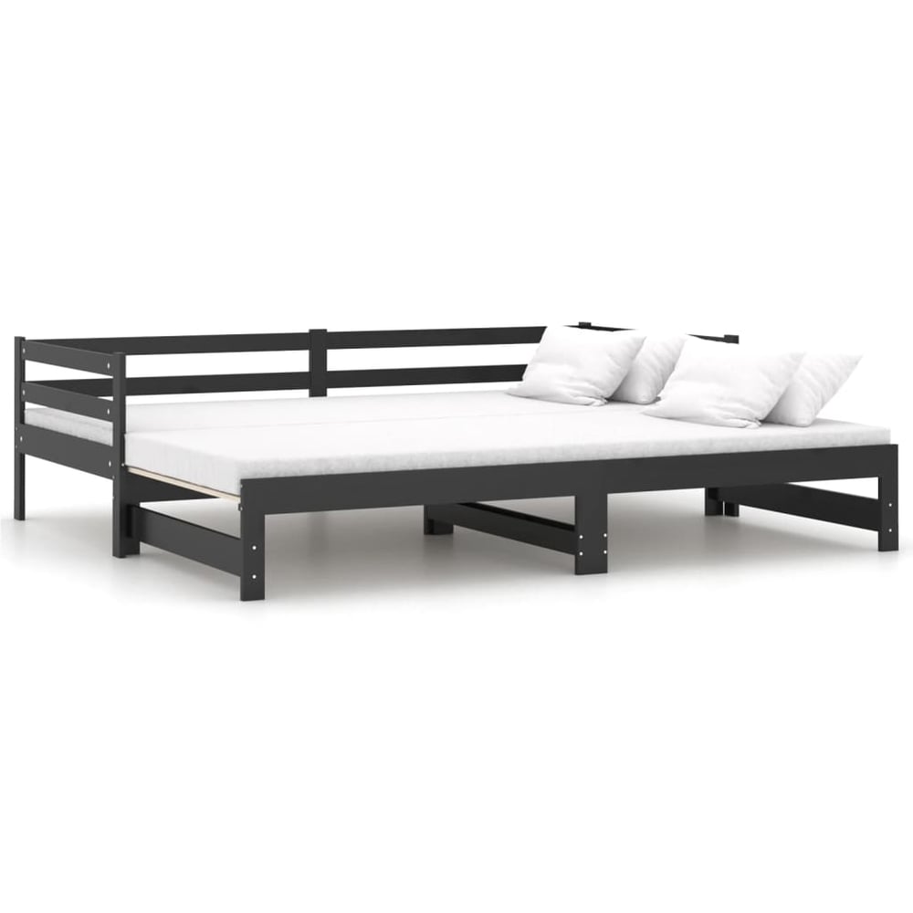 Vidaxl Pull-out Day Bed Black Solid Pinewood 2x Vidaxl Pull-out Day Bed Black Solid Pinewood 2x