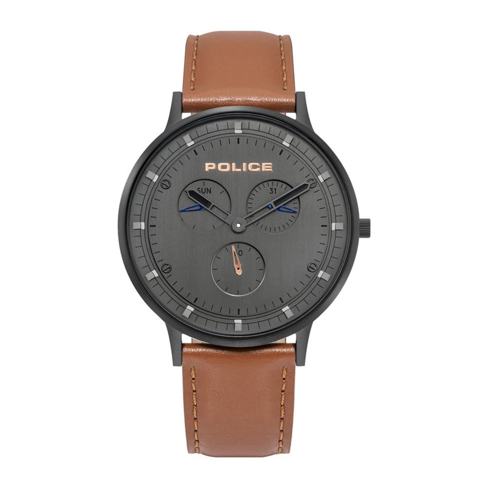 Police Berkeley Analogue Black Dial Tan Leather Watch For Men - Pl 15968jsb-39 Police Berkeley Analogue Black Dial Tan Leather Watch For Men - Pl 15968jsb-39