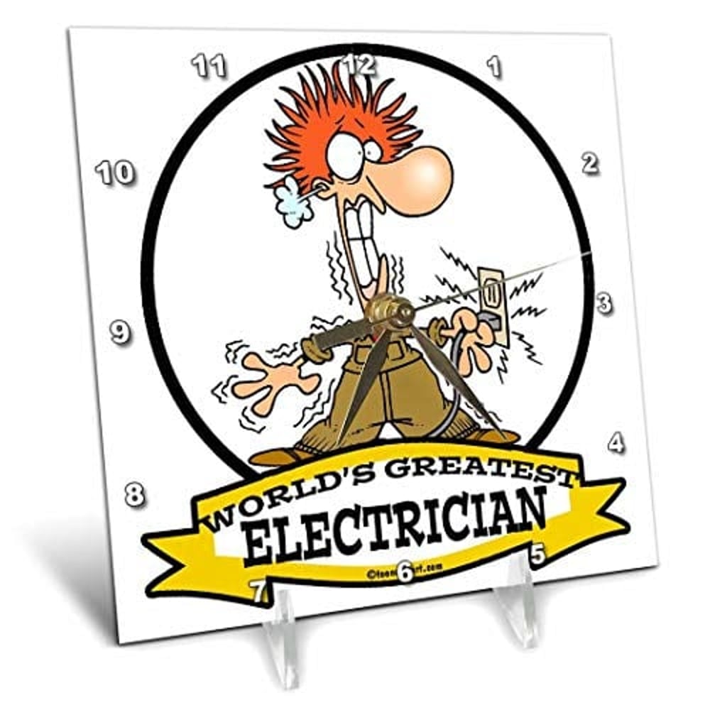 3Drose Dc_103149_1 Funny Worlds Greatest Electrician Cartoon Desk Clock, 6 By 6 3Drose Dc_103149_1 Funny Worlds Greatest Electrician Cartoon Desk Clock, 6 By 6