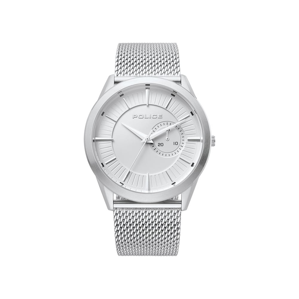 Police Helder Watch With Silver Dial And Silver Mesh Bracelet For Men - Pl 15919js-04mm Police Helder Watch With Silver Dial And Silver Mesh Bracelet For Men - Pl 15919js-04mm