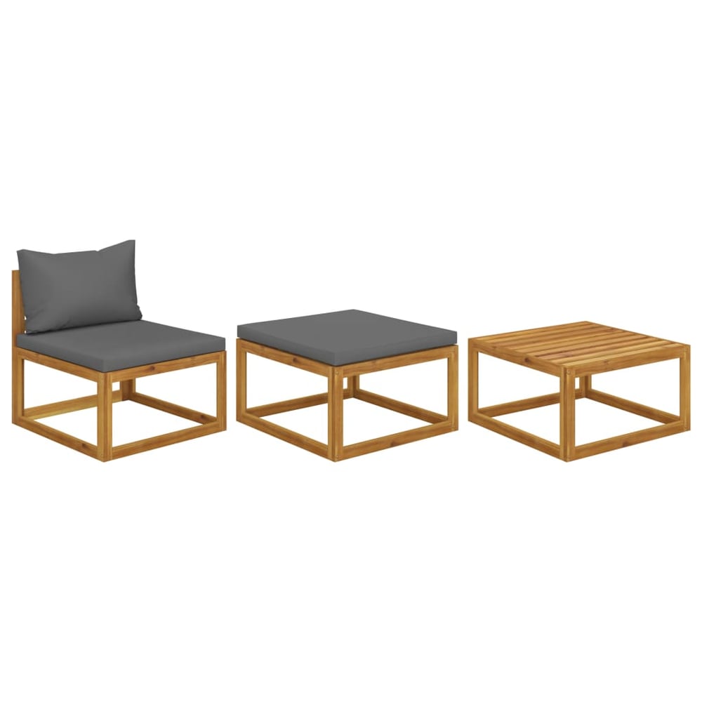 Vidaxl 3 Piece Garden Lounge Set With Cushions Solid Acacia Wood Vidaxl 3 Piece Garden Lounge Set With Cushions Solid Acacia Wood