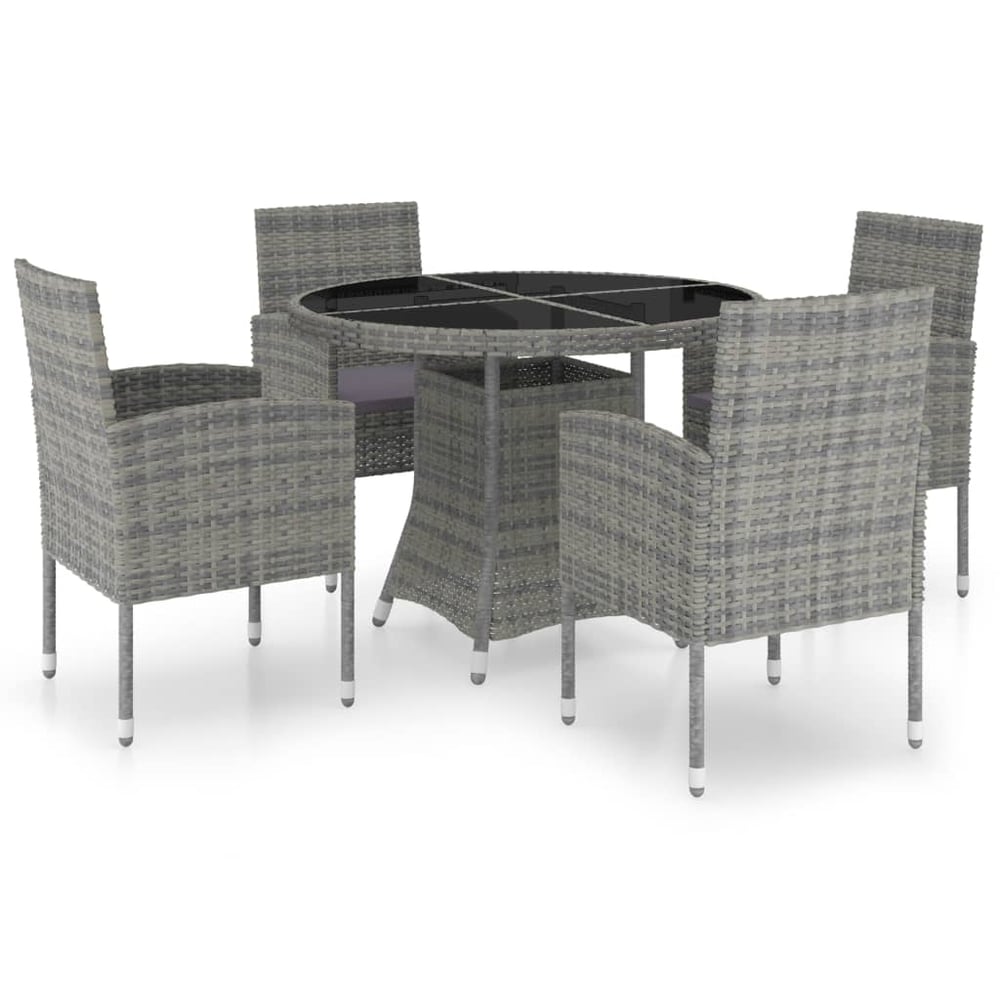 vidaXL 5 Piece Garden Dining Set Poly Rattan Anthracite & Grey