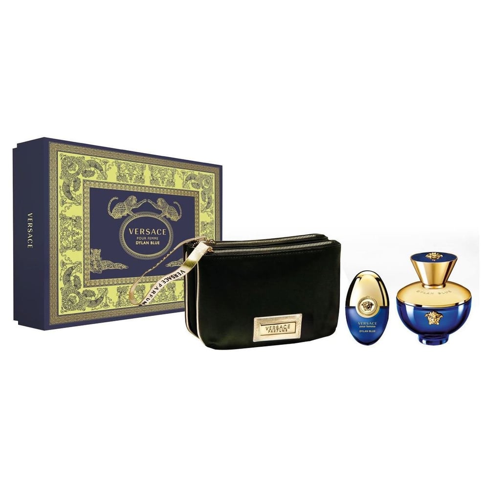 Versace Dylan Blue Pour Femme 3pcs Giftset 100ml EDP + Pouch + 10ml Miniature