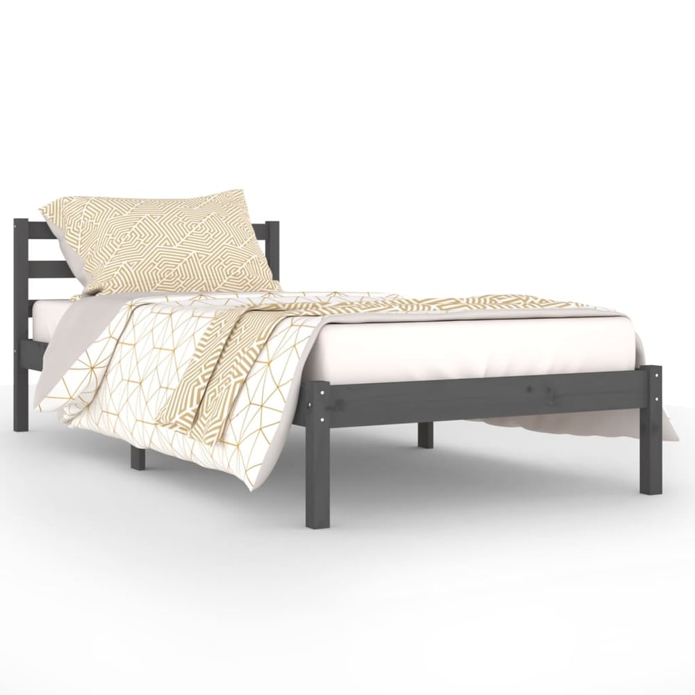 vidaXL Day Bed Solid Wood Pine 90x200 cm Grey