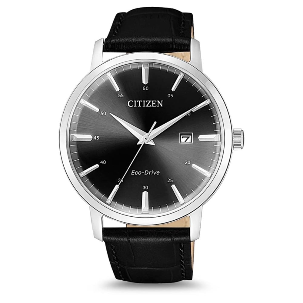 Citizen Eco-Drive Black Leather Men Watch BM7460-11E
