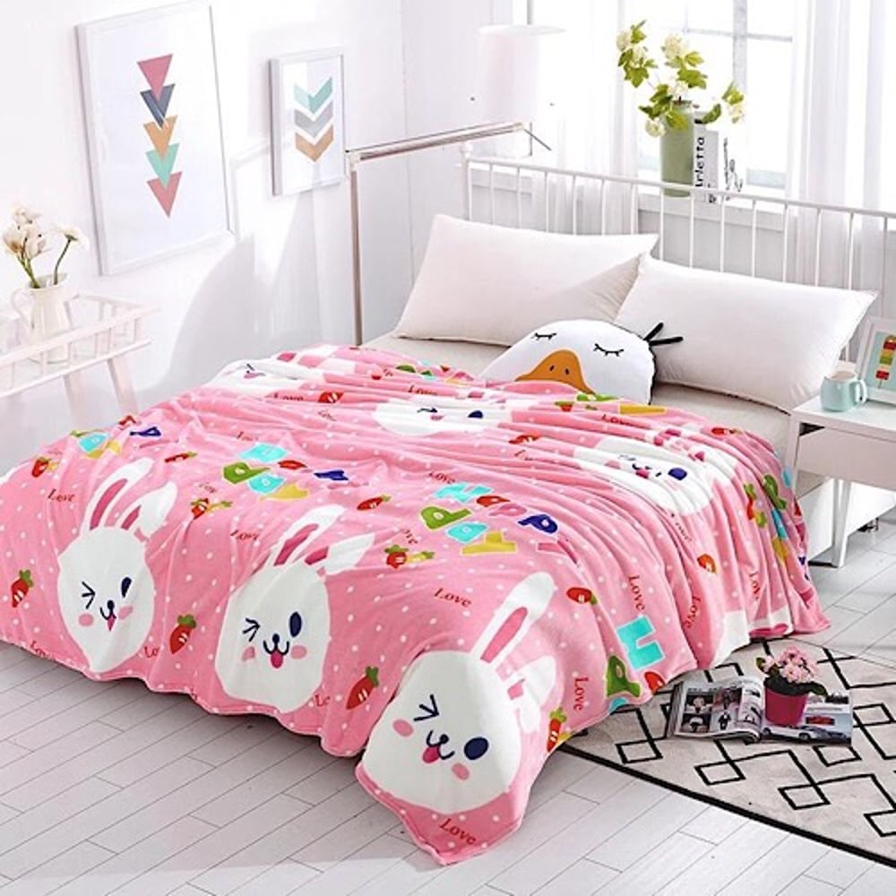 Double Size Cozy Fleece Blanket Bunny Design price in Bahrain, Buy