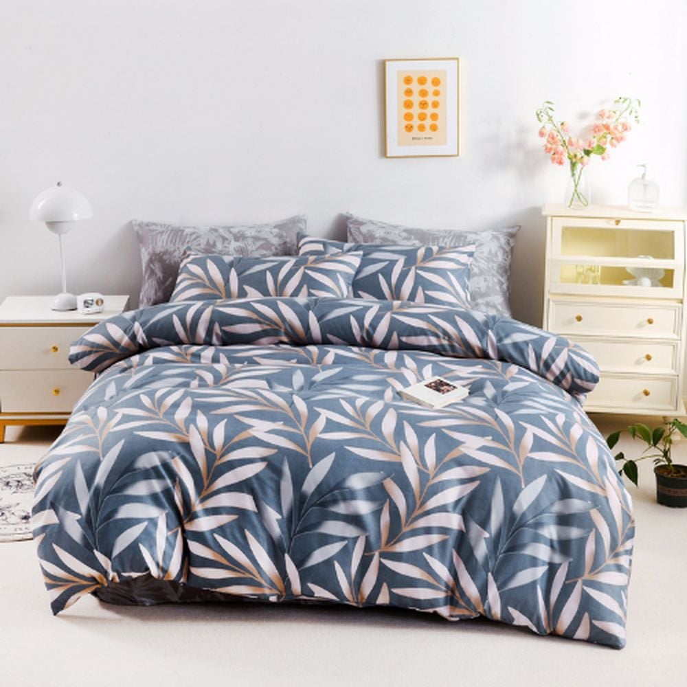 Luna Home – King Size 6 Pieces Bedding Set Without Filler, Classy Leaves Design Luna Home – King Size 6 Pieces Bedding Set Without Filler, Classy Leaves Design