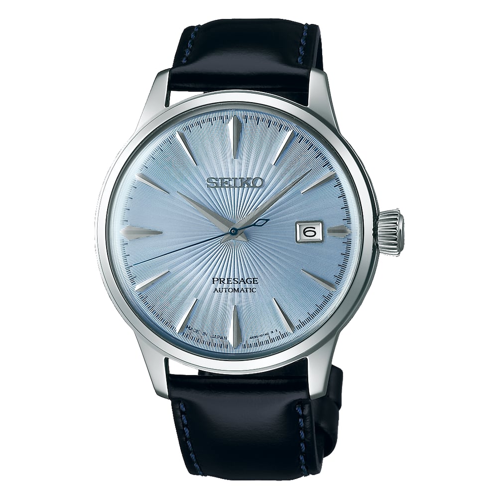 Seiko Presage Black Leather Analog Watch For Men SRPB43J1