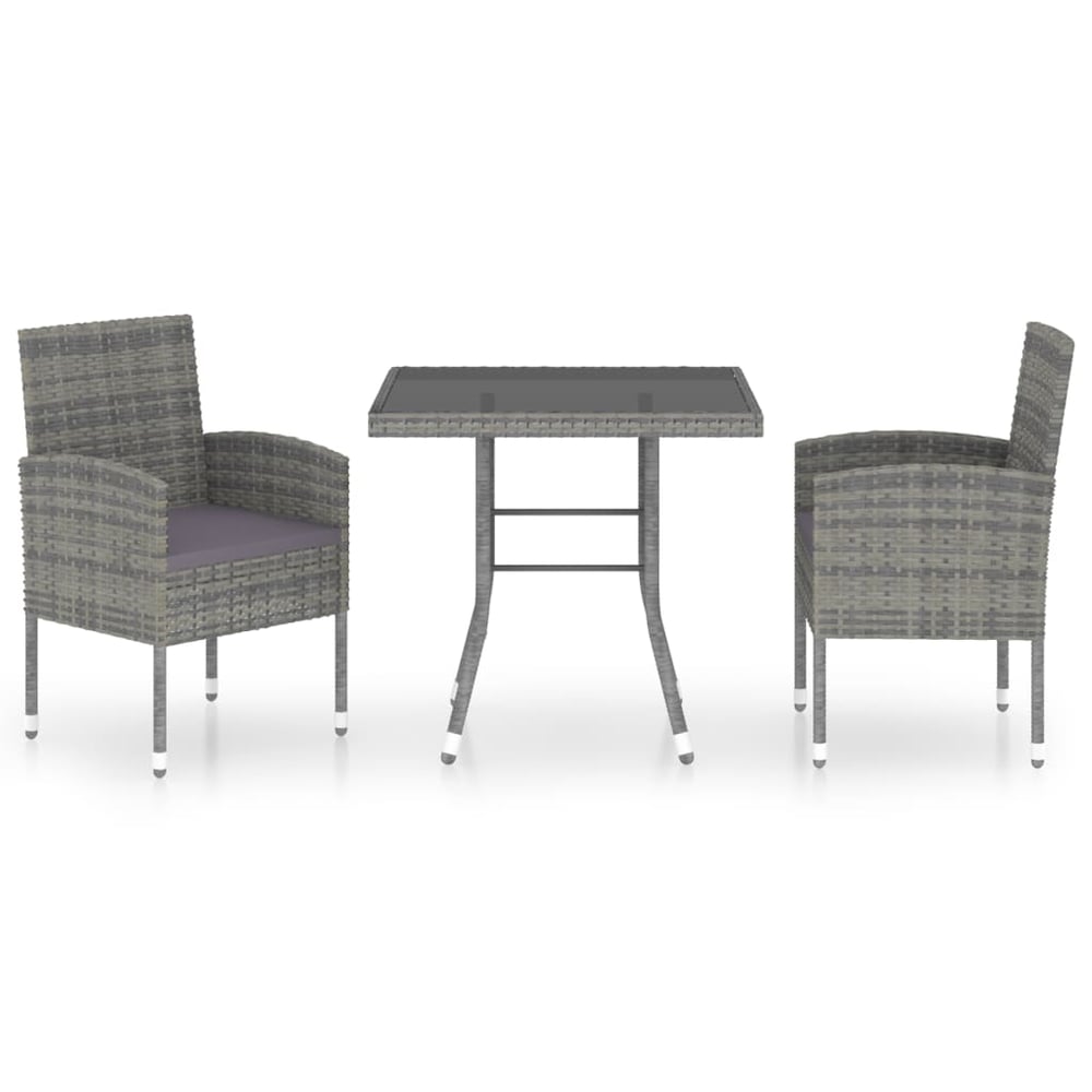vidaXL 3 Piece Garden Dining Set Poly Rattan Anthracite vidaXL 3 Piece Garden Dining Set Poly Rattan Anthracite