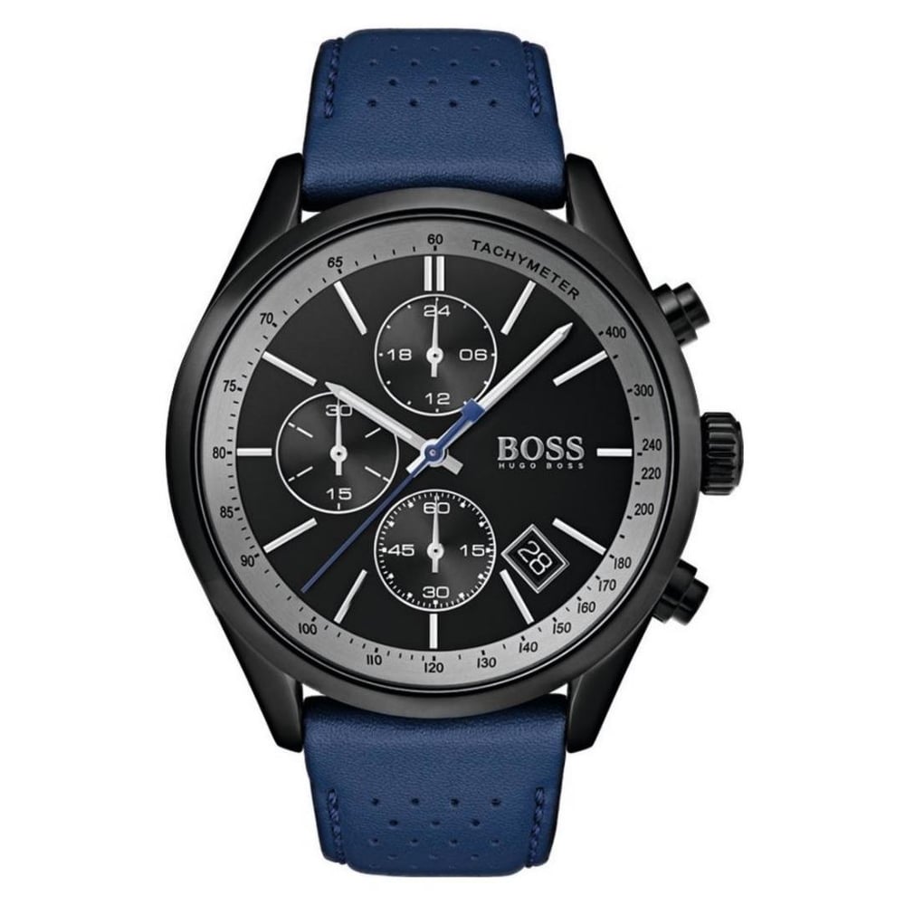 Hugo Boss Grand Watch For Men with Blue Leather Strap
