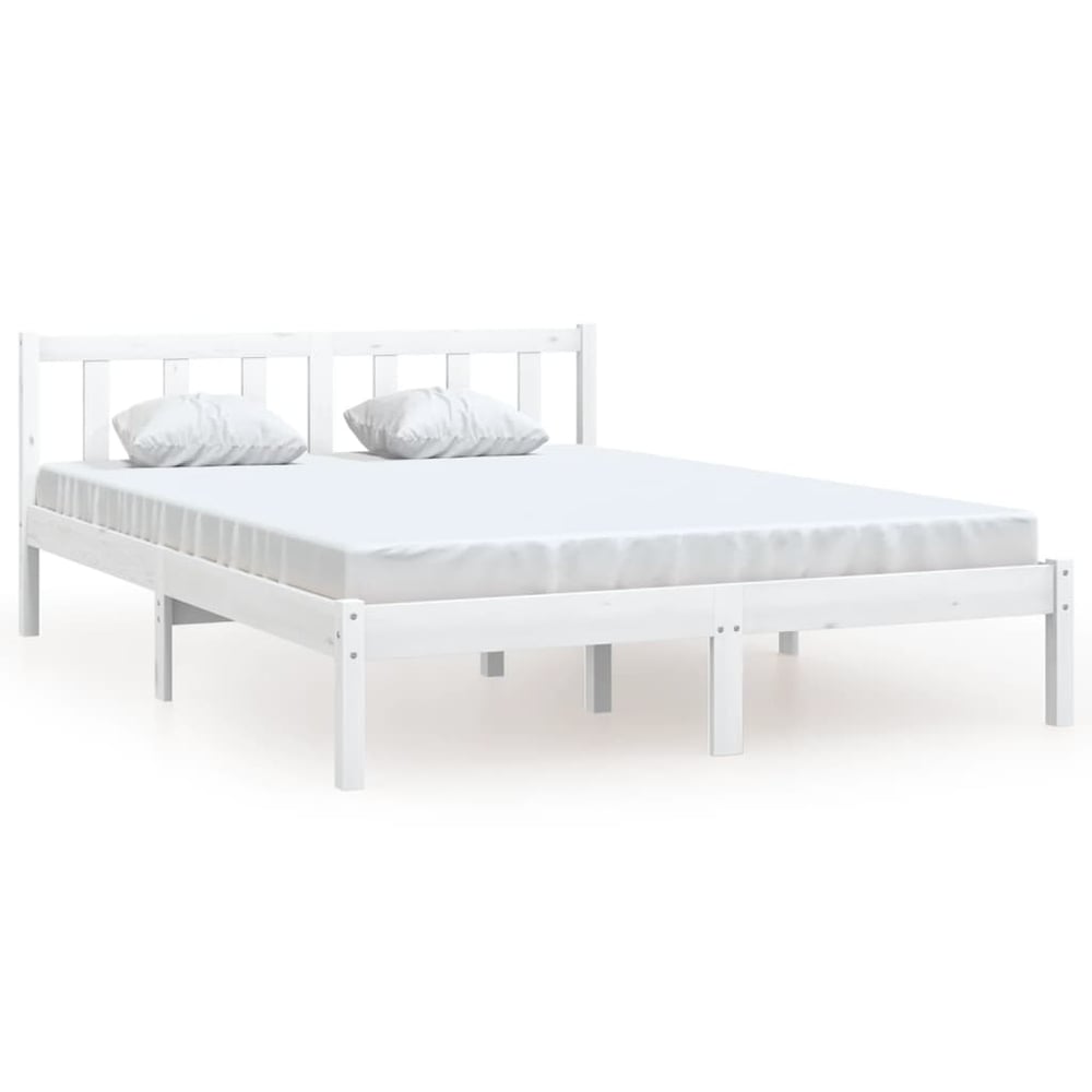 vidaXL Bed Frame White Solid Pinewood 140x200 cm