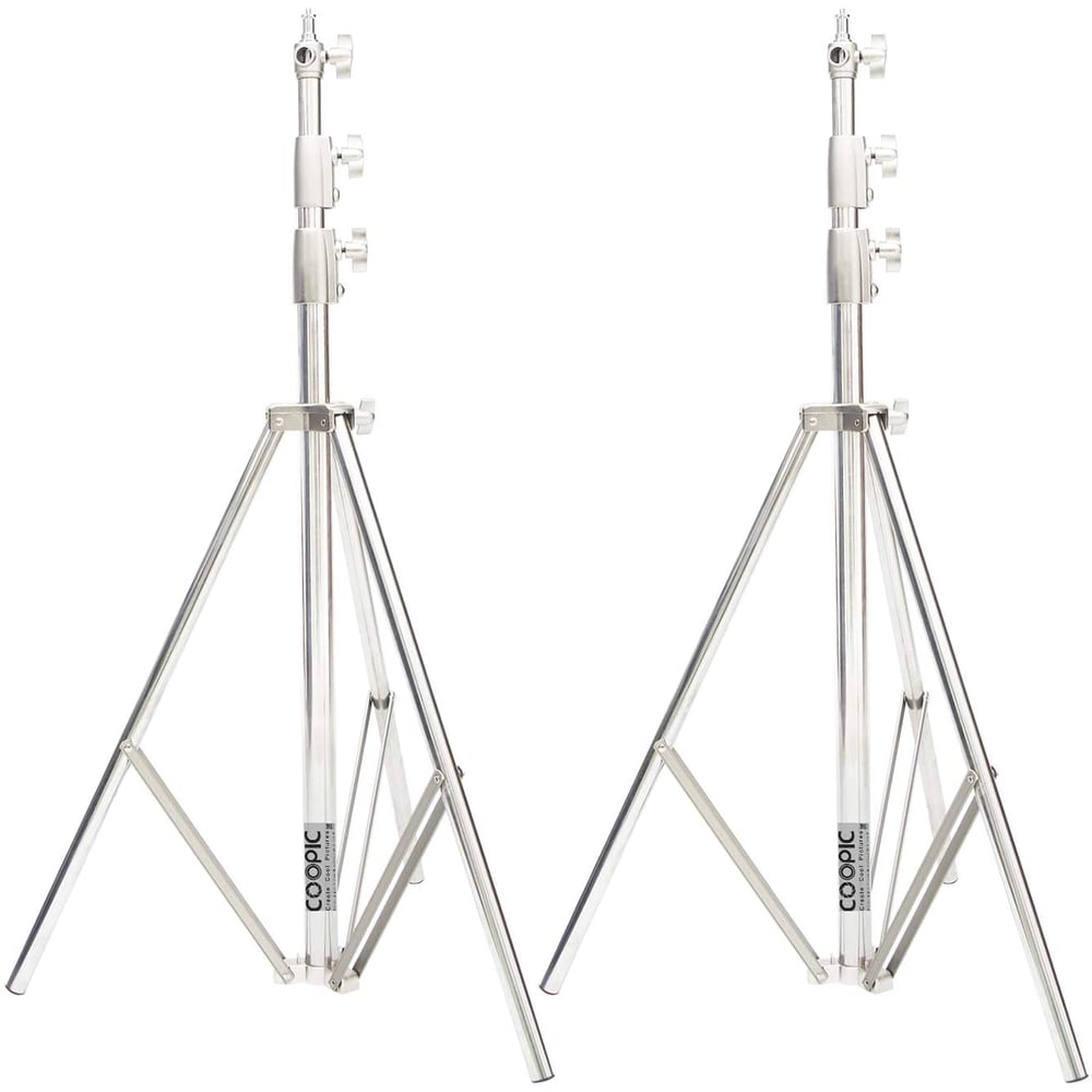 Coopic L-280m Stainless Steel Light Stand 110inch/280cm Heavy Duty With 1/4-inch To 3/8-inch Universal Adapter For Studio Softbox, Monolight And Other Photographic Equipment (2 Pack) Coopic L-280m Stainless Steel Light Stand 110inch/280cm Heavy Duty With 1/4-inch To 3/8-inch Universal Adapter For Studio Softbox, Monolight And Other Photographic Equipment (2 Pack)