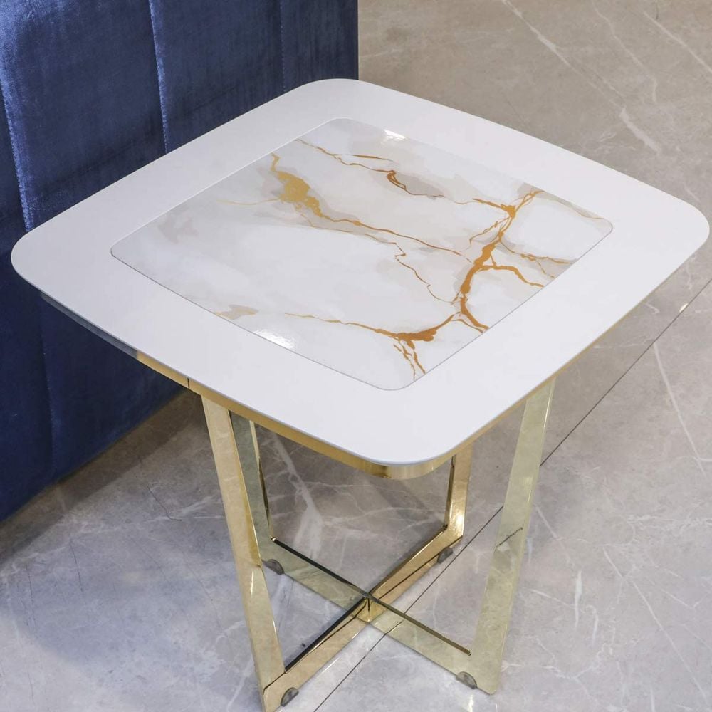 Gloria End Table Marble and Gold 52*51 cm Gloria End Table Marble and Gold 52*51 cm