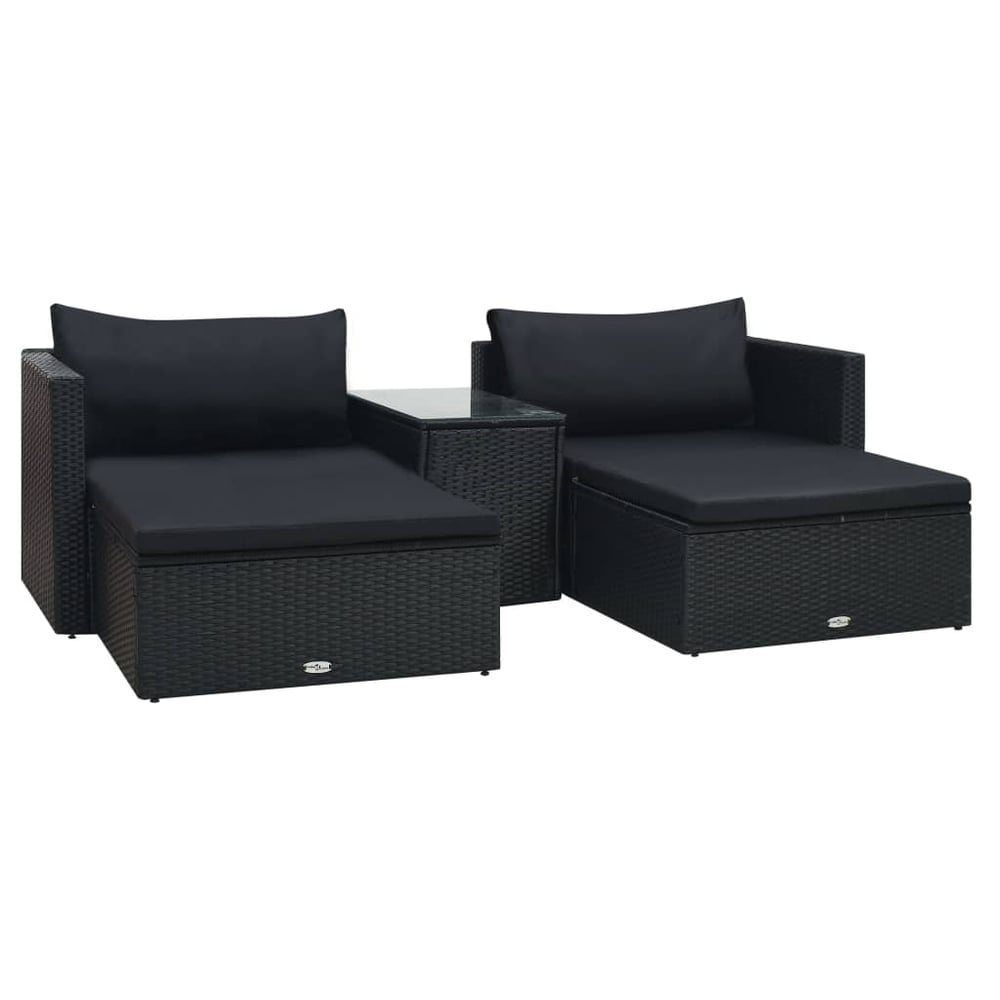Vidaxl 5 Piece Garden Lounge Set With Cushions Poly Rattan Black