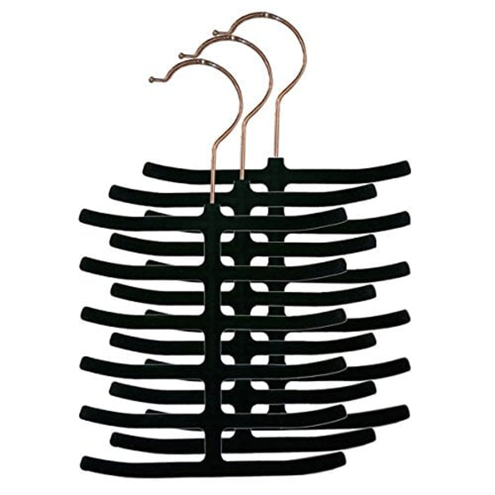 Home Basics 3-Pack Velvet Tie Hanger, Black Home Basics 3-Pack Velvet Tie Hanger, Black