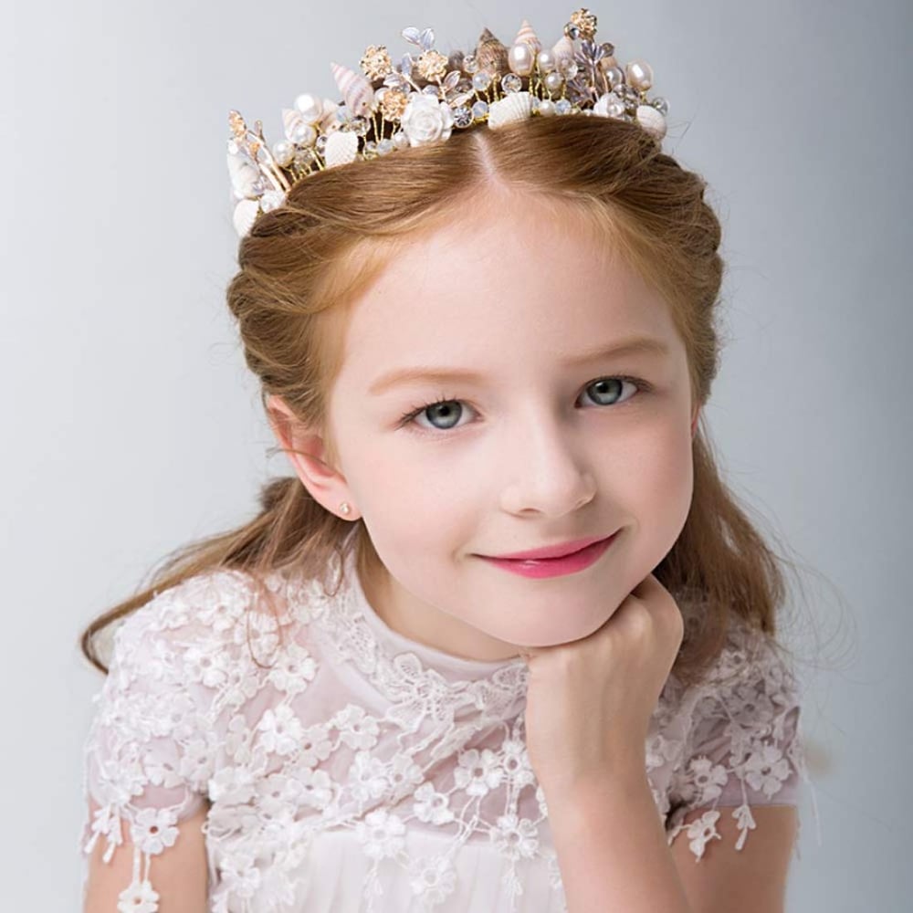 Campsis Cute Princess Wedding Headpiece Shell Headband For Girl And Women Bridal Tiaras Flower Bridal.