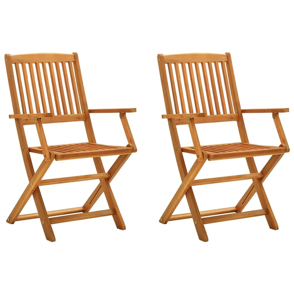 vidaXL Folding Garden Chairs 2 pcs Solid Eucalyptus Wood vidaXL Folding Garden Chairs 2 pcs Solid Eucalyptus Wood