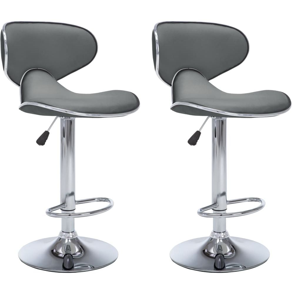 Vidaxl Bar Stools 2 Pcs Grey Faux Leather