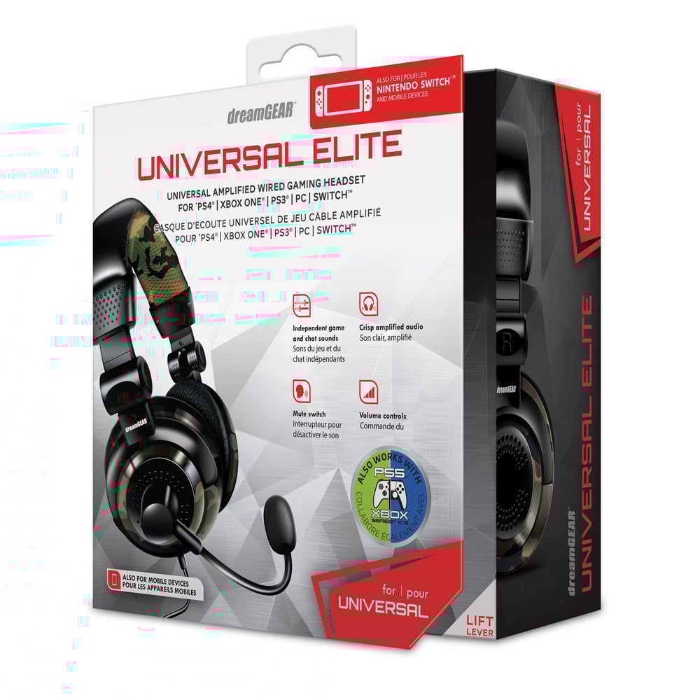 dreamGEAR Universal Elite DGUN 2574 Amplified Wired Headset For PS5/PS4 - XBox One - XBox 360 - Nintendo Switch -PC and Mobile Devices dreamGEAR Universal Elite DGUN 2574 Amplified Wired Headset For PS5/PS4 - XBox One - XBox 360 - Nintendo Switch -PC and Mobile Devices