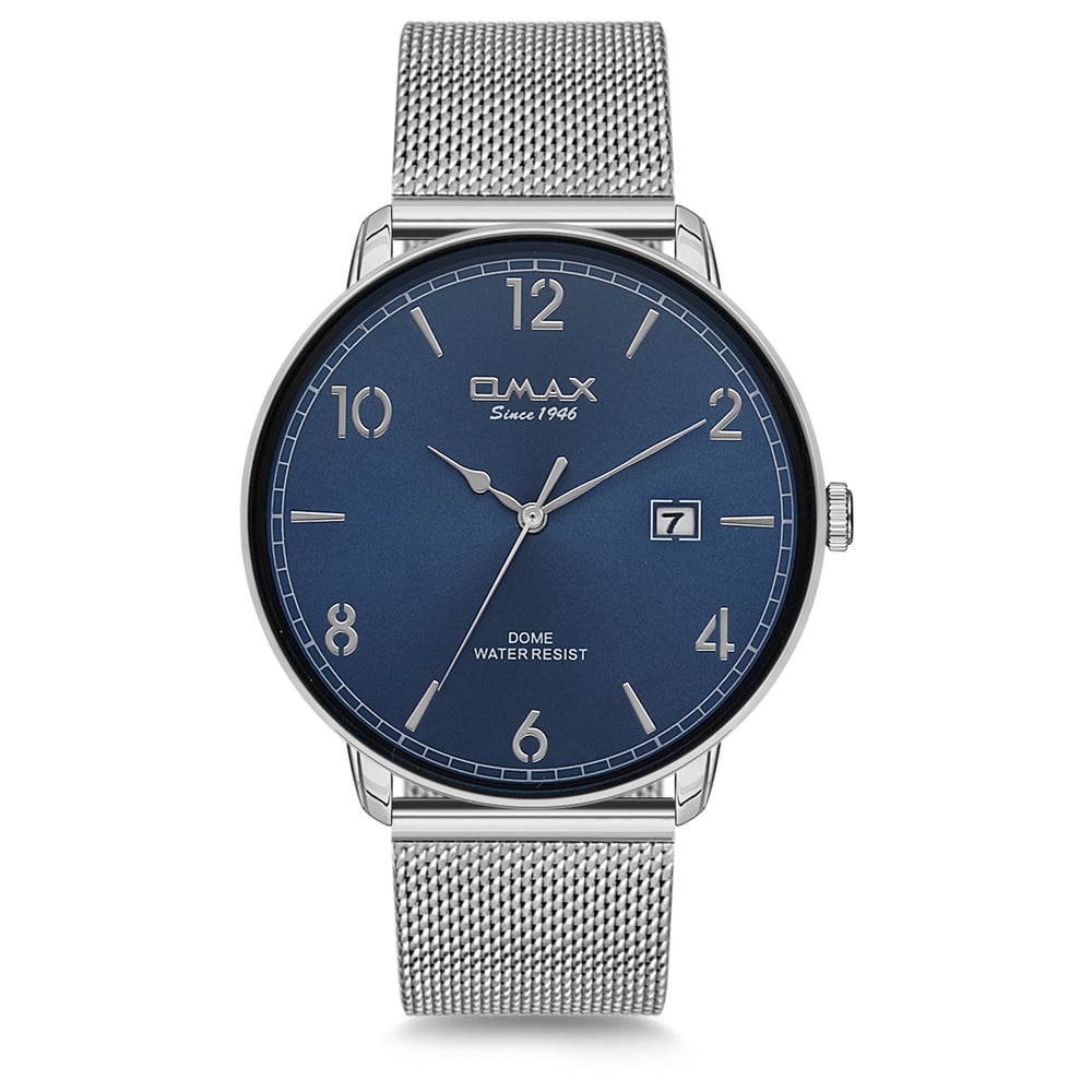 Omax Dome Series Silver Mesh Analog Watch For Men DCD003P46I