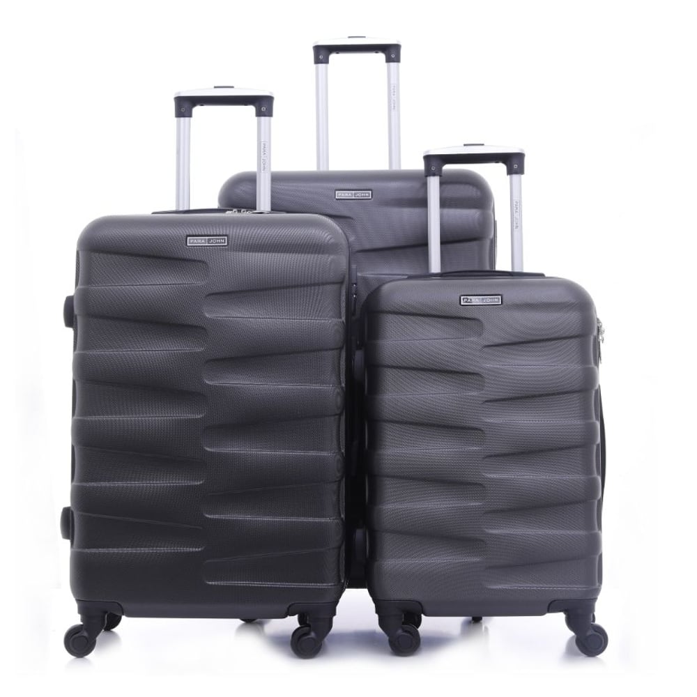 Para John 3pcs Hardshell Luggage Trolley Set Black Para John 3pcs Hardshell Luggage Trolley Set Black