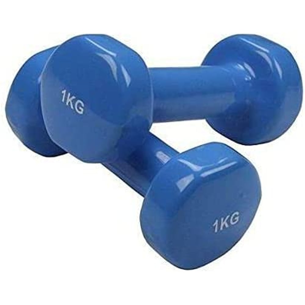 ULTIMAX - Deluxe Vinyl Dumbbell Hand Weight Set, Non-Slip, Hexagon Shape Neoprene Dipping Dumbbells Set, Assorted Colors for home gym - 1KG x 2 ULTIMAX - Deluxe Vinyl Dumbbell Hand Weight Set, Non-Slip, Hexagon Shape Neoprene Dipping Dumbbells Set, Assorted Colors for home gym - 1KG x 2