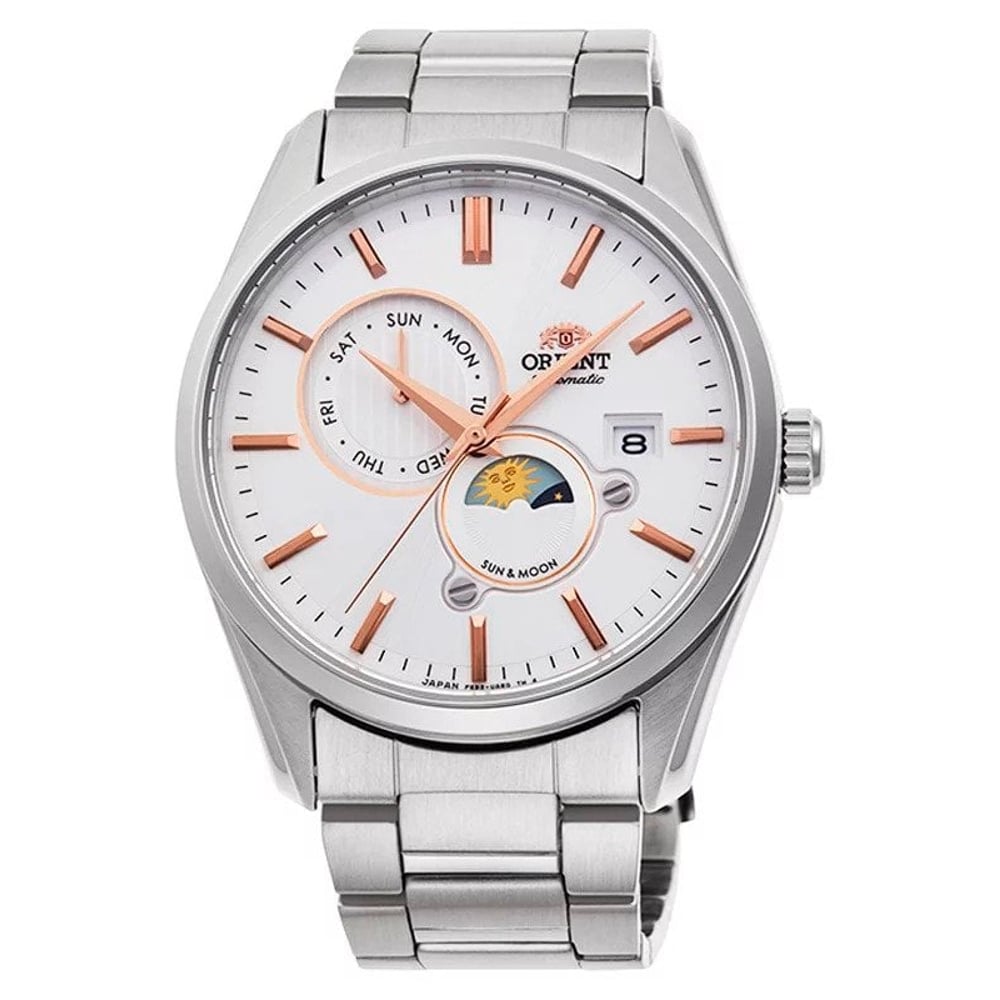 Orient Sun Moon White Dial Stainless Steel Automatic Ra-ak0306s00c Men's Watch