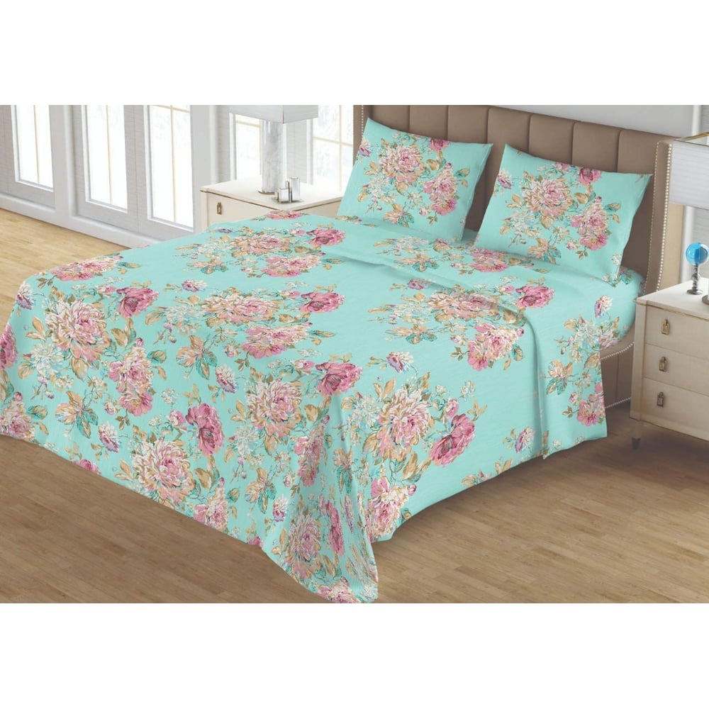BYFT Premium Single Size Flat Bedsheet 150x230 CM and Pillow Case (Blue Floral) BYFT Premium Single Size Flat Bedsheet 150x230 CM and Pillow Case (Blue Floral)