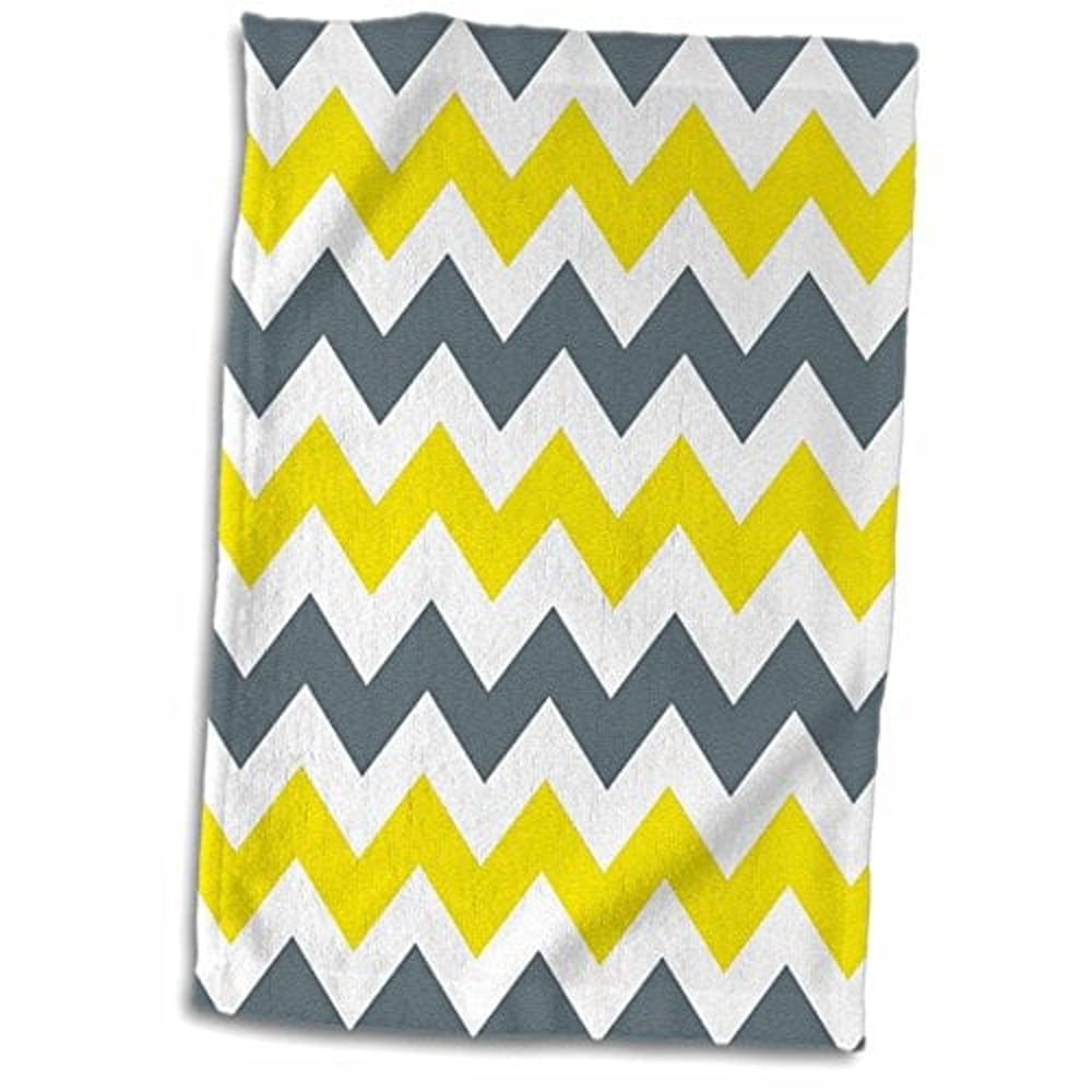 3dRose 3D Rose Blue Gray Yellow And White Chevrons, Towel, 15 3dRose 3D Rose Blue Gray Yellow And White Chevrons, Towel, 15