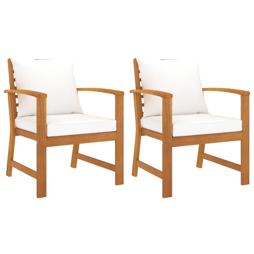 vidaXL Garden Chairs 2 pcs with Cream Cushion Solid Acacia Wood vidaXL Garden Chairs 2 pcs with Cream Cushion Solid Acacia Wood