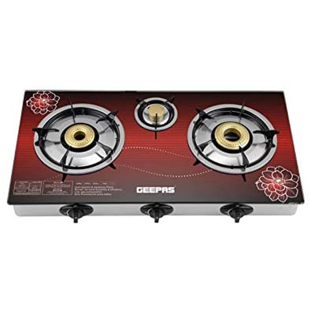 Geepas 3 Burner Gas Cooker GK5600 Black/Red Geepas 3 Burner Gas Cooker GK5600 Black/Red