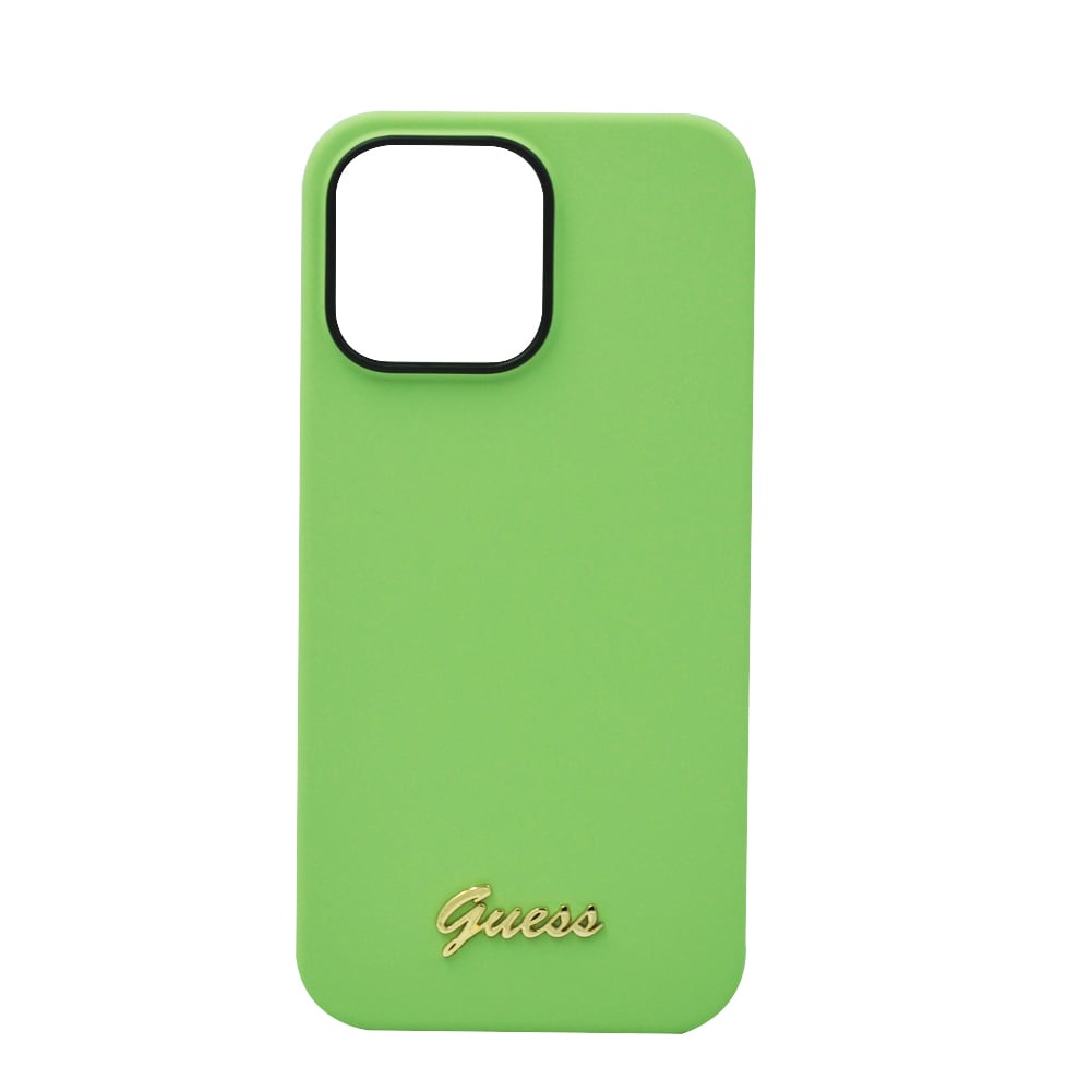 Guess Silicone Pc Camera Script Logo Hard Case For Iphone 14 Pro Max Green