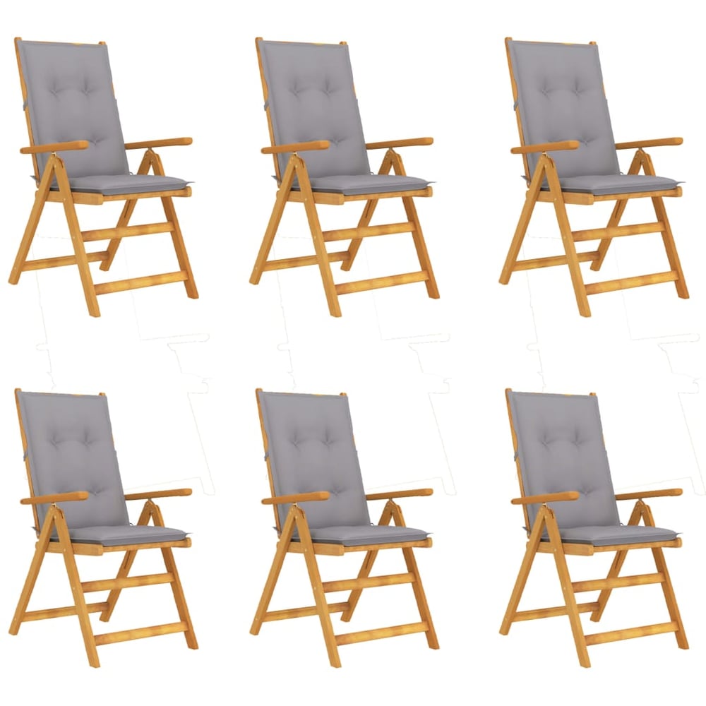 vidaXL Folding Garden Chairs 6 pcs with Cushions Solid Acacia Wood