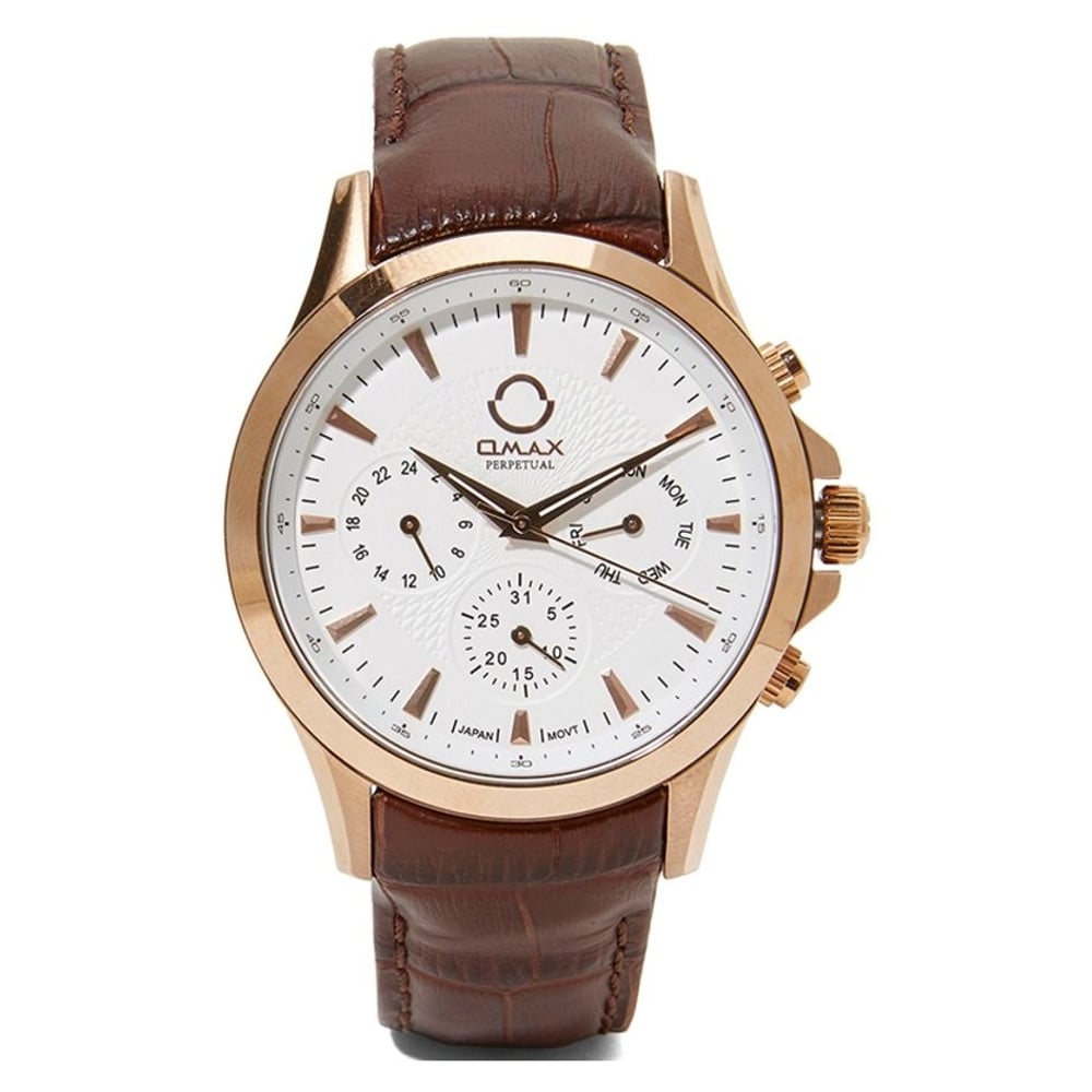 Omax PG08R65I Mens Multifunction Leather Watch Omax PG08R65I Mens Multifunction Leather Watch