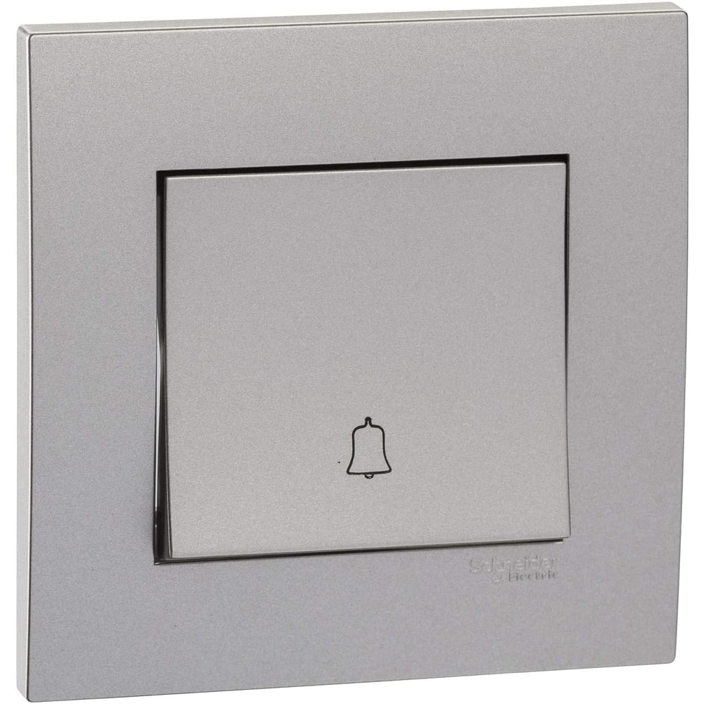 Schneider Electric Kb31bpb Vivace White - Retractive Door Bell Switch - With Bell Symbol - 1 Gang 2 Way - 10a Aluminium Silver Schneider Electric Kb31bpb Vivace White - Retractive Door Bell Switch - With Bell Symbol - 1 Gang 2 Way - 10a Aluminium Silver