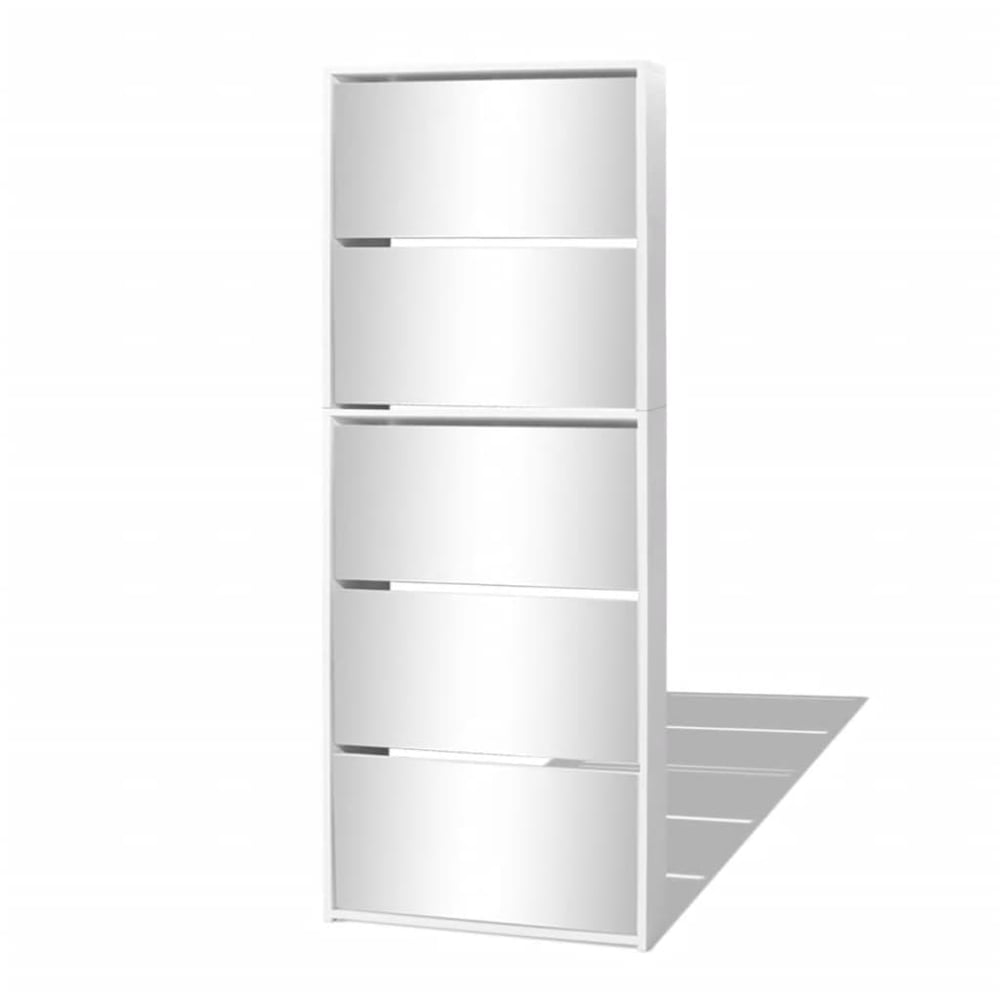 vidaXL Shoe Cabinet 5-Layer Mirror White 63x17x169.5 cm vidaXL Shoe Cabinet 5-Layer Mirror White 63x17x169.5 cm