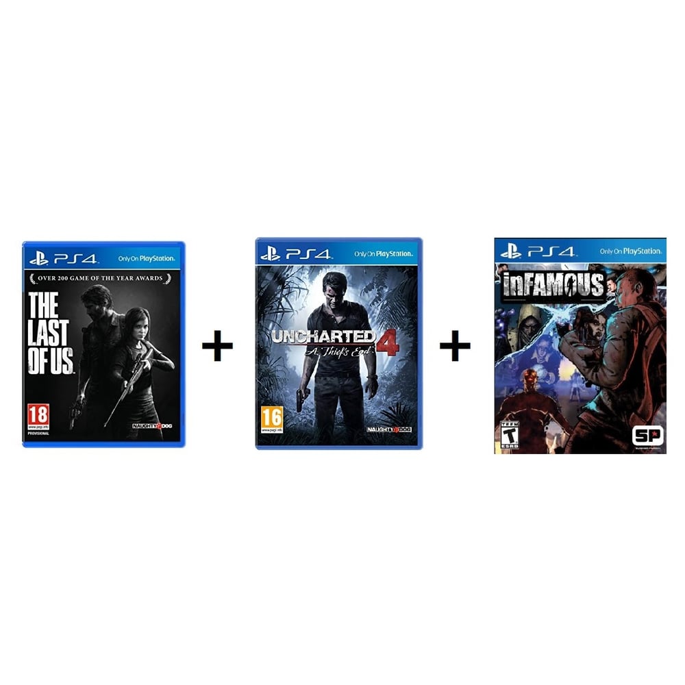 PS4 Triple Game Pack (The Last Of Us + Uncharted 4 + Infamous)