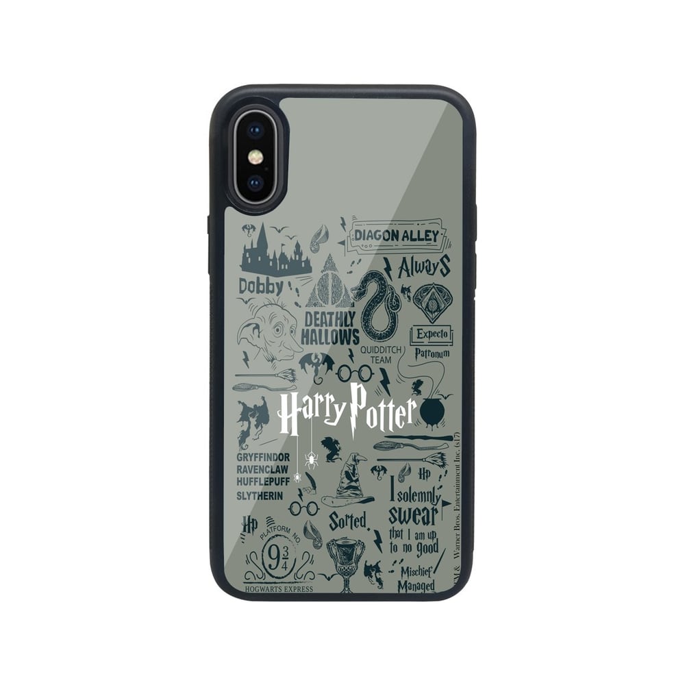 Harry Potter Infographic Grey - Glass Case for iPhone X