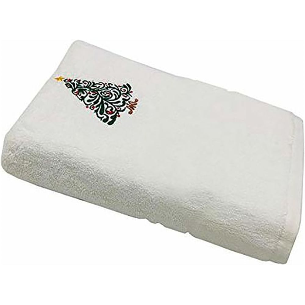 Personalized For You Cotton White Christmas Tree Embroidery Bath Towel 70*140 cm Personalized For You Cotton White Christmas Tree Embroidery Bath Towel 70*140 cm