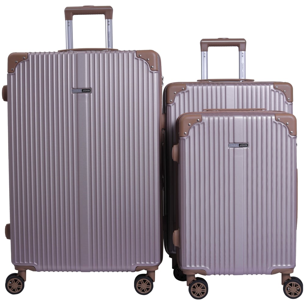 Para John 4 Wheels Luggage Travel Trolley Set 3pcs(20+24+28 Inches) Rose Gold